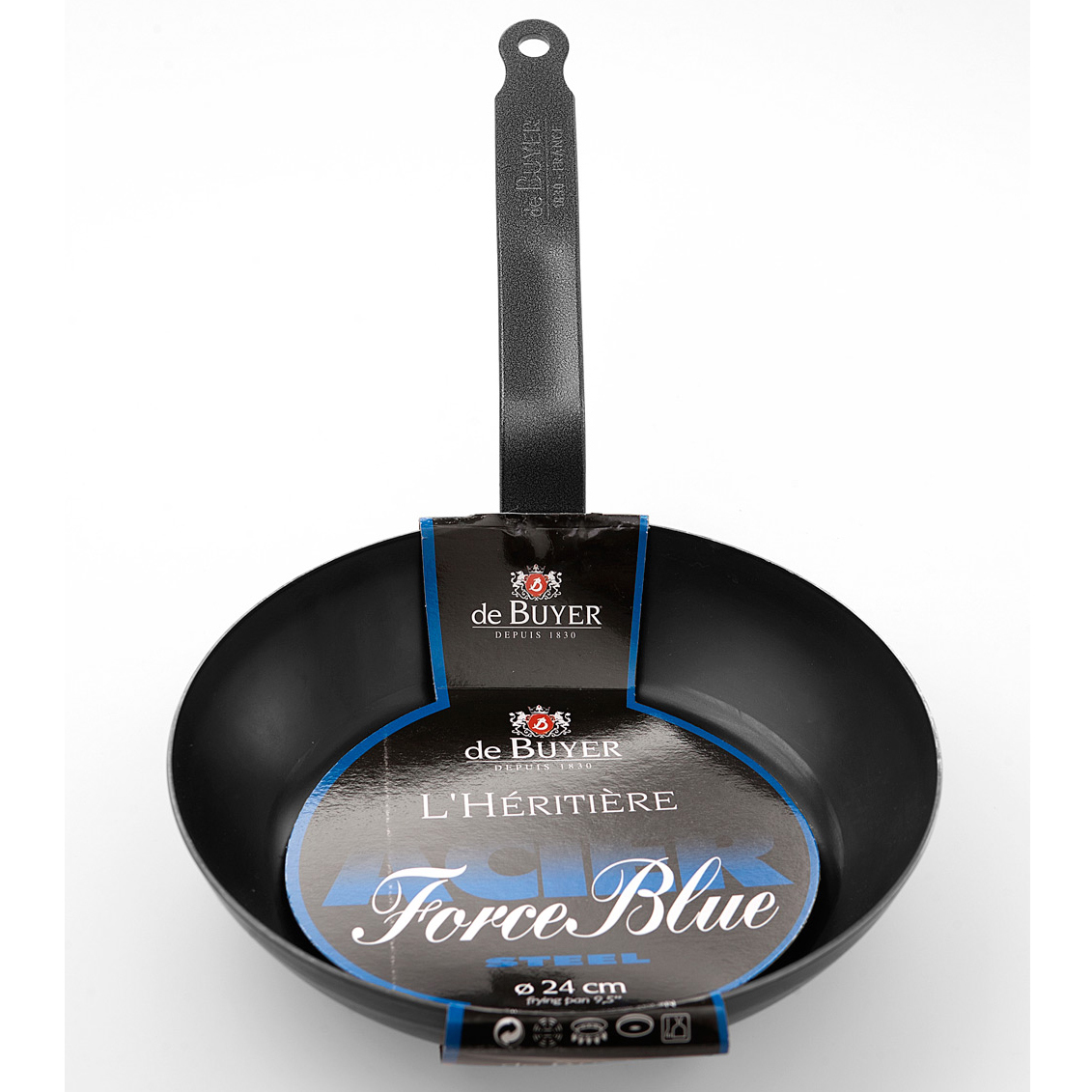 24 cm Diameter De Buyer 5300.24 Force Blue Blue Steel Frying Pan 